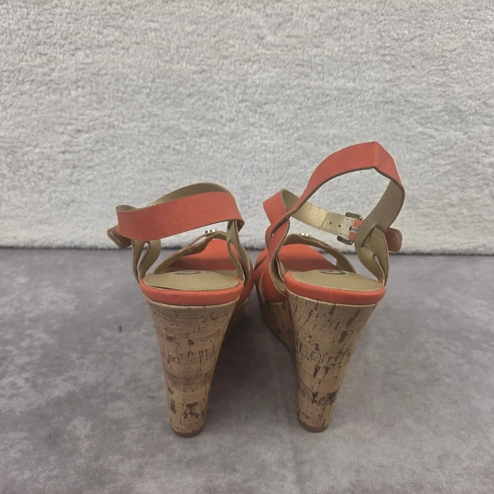 GBG Los Angeles Dayva Orange Cork Wedge Platform Sandals GGDAYVA Womens 9M
